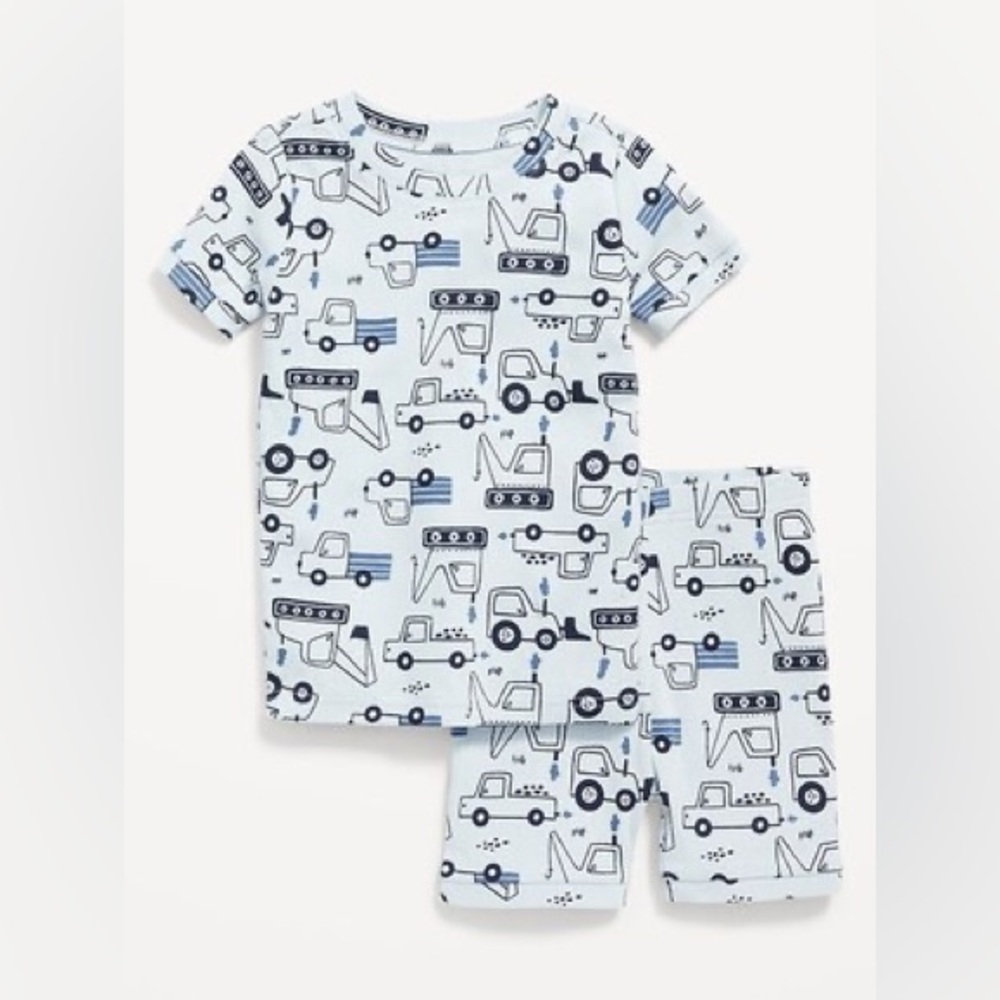Old Navy Blue Construction Trucks Short Pajama Set | 3T - Picture 11 of 11